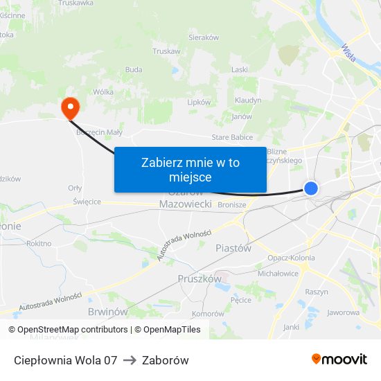 Ciepłownia Wola 07 to Zaborów map