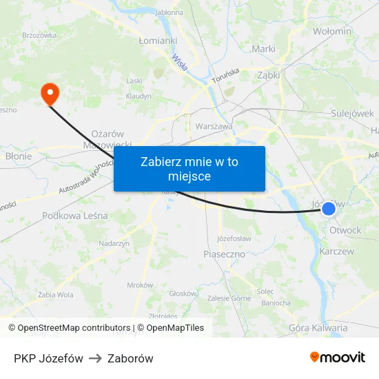 PKP Józefów to Zaborów map