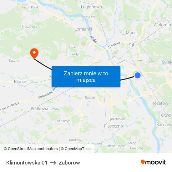 Klimontowska 01 to Zaborów map