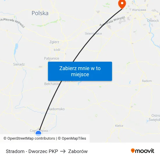 Stradom - Dworzec PKP to Zaborów map