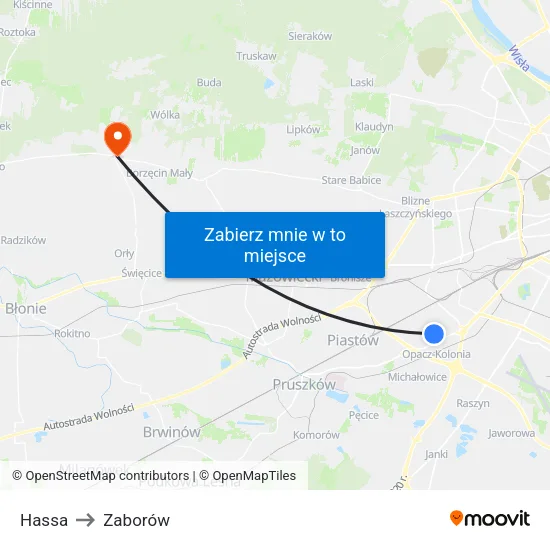 Hassa to Zaborów map