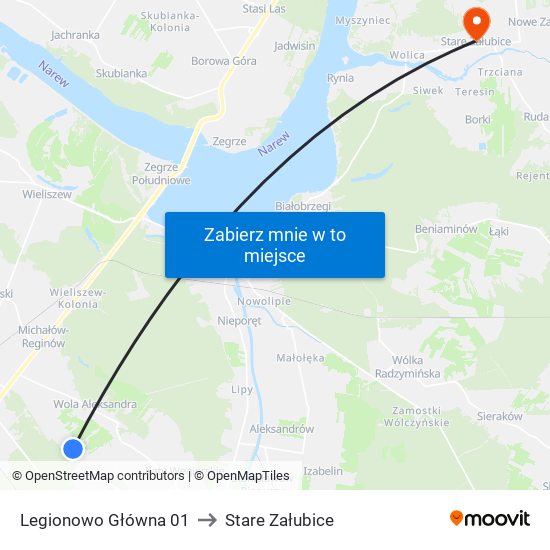 Legionowo Główna 01 to Stare Załubice map