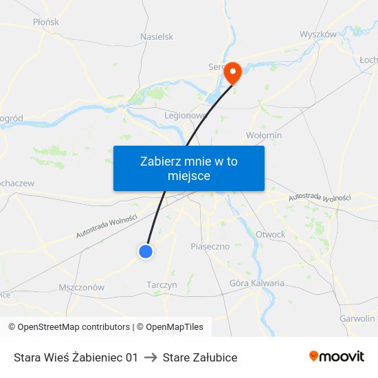 Stara Wieś Żabieniec 01 to Stare Załubice map