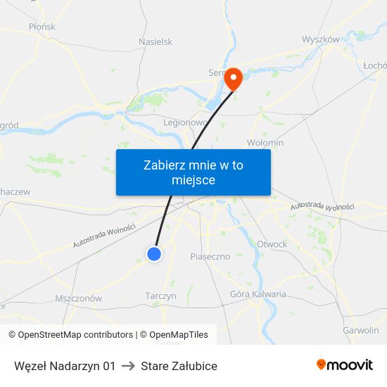 Węzeł Nadarzyn 01 to Stare Załubice map