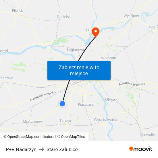 P+R Nadarzyn to Stare Załubice map