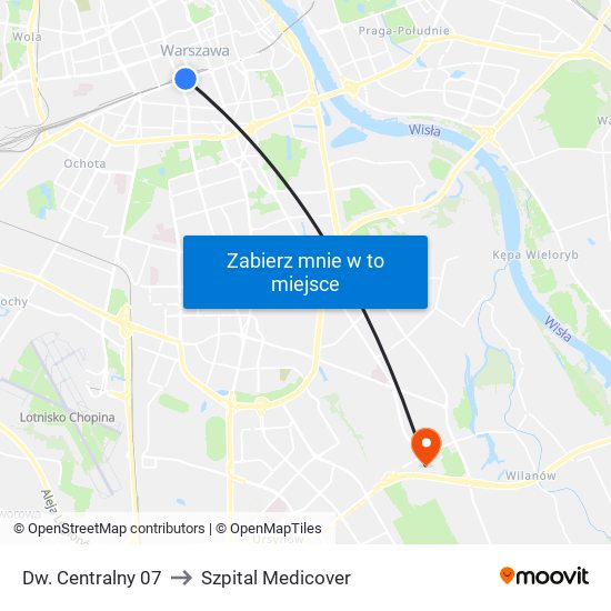 Dw. Centralny 07 to Szpital Medicover map