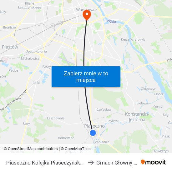 Piaseczno Kolejka Piaseczyńska 03 to Gmach Główny Pw map