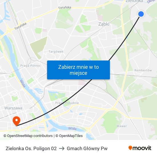 Zielonka Os. Poligon 02 to Gmach Główny Pw map
