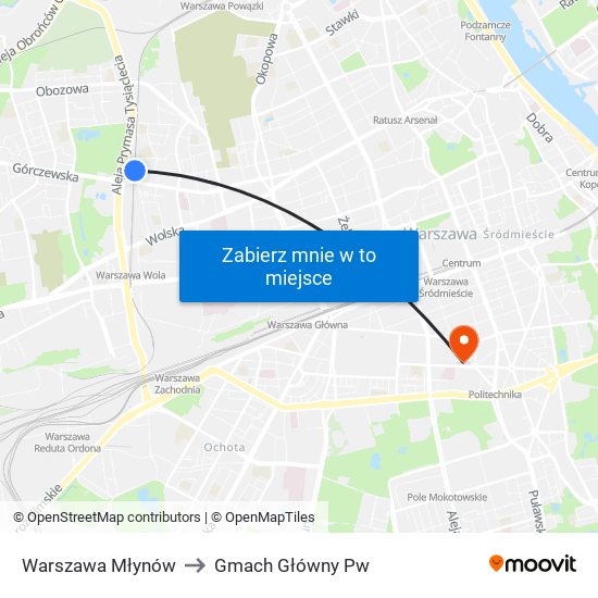 Warszawa Młynów to Gmach Główny Pw map