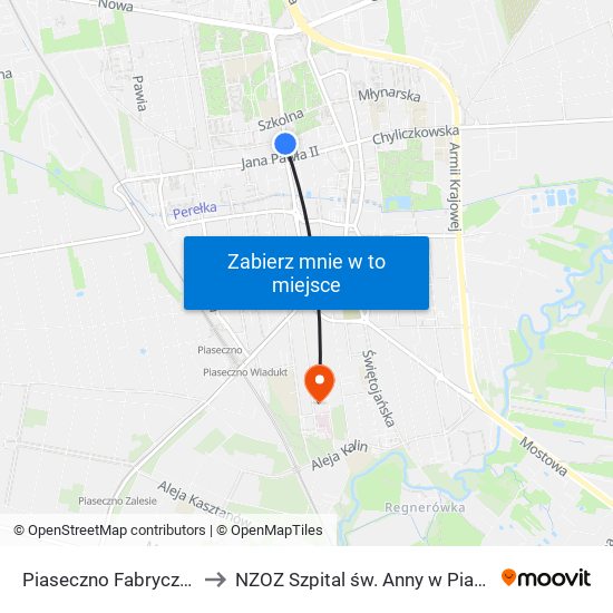 Piaseczno Fabryczna 02 to NZOZ Szpital św. Anny w Piasecznie map