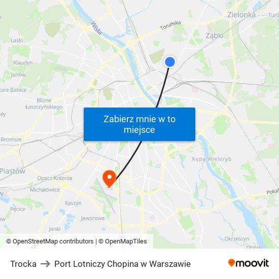 Trocka to Port Lotniczy Chopina w Warszawie map