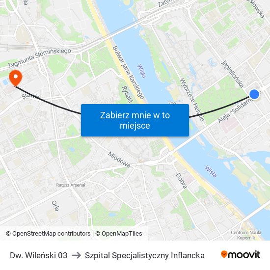 Dw. Wileński 03 to Szpital Specjalistyczny Inflancka map