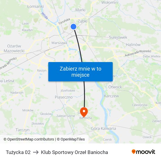 Tużycka 02 to Klub Sportowy Orzeł Baniocha map