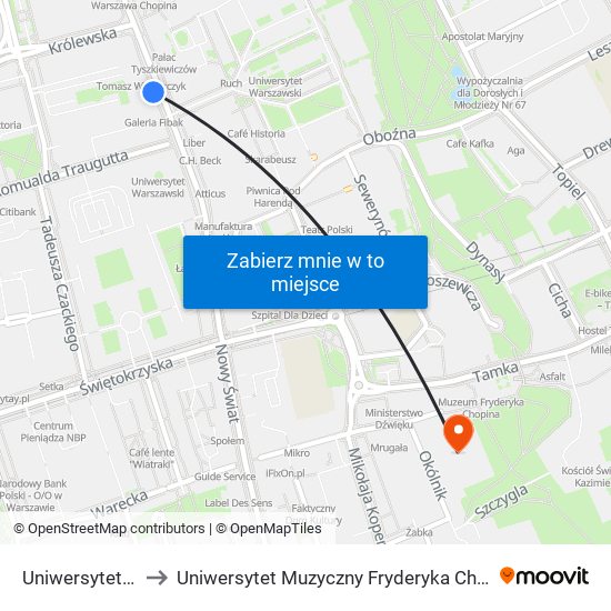Uniwersytet 01 to Uniwersytet Muzyczny Fryderyka Chopina map