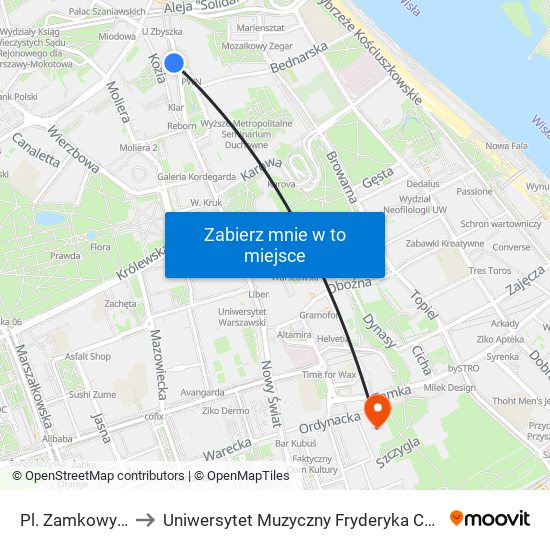 Pl. Zamkowy to Uniwersytet Muzyczny Fryderyka Chopina map