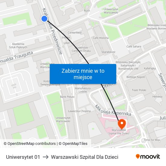 Uniwersytet 01 to Warszawski Szpital Dla Dzieci map