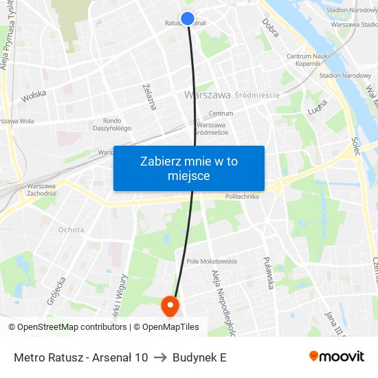 Metro Ratusz - Arsenał 10 to Budynek E map