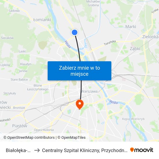 Białołęka-Ratusz to Centralny Szpital Kliniczny, Przychodnia Specjalistyczna Banacha map