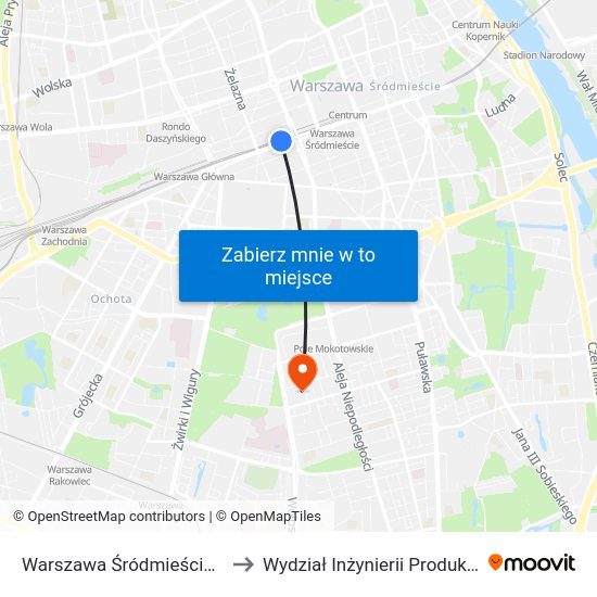 Warszawa Śródmieście WKD to Wydział Inżynierii Produkcji Pw map