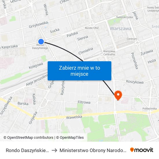 Rondo Daszyńskiego to Ministerstwo Obrony Narodowej map