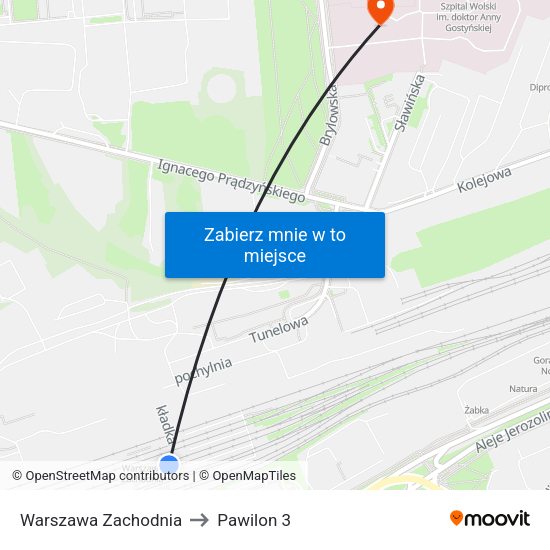 Warszawa Zachodnia to Pawilon 3 map