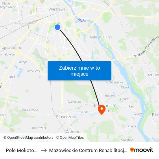 Pole Mokotowskie to Mazowieckie Centrum Rehabilitacji ""Stocer"" map