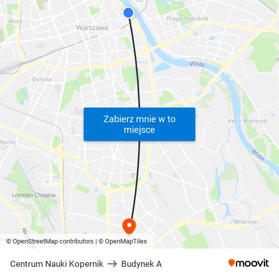 Centrum Nauki Kopernik to Budynek A map