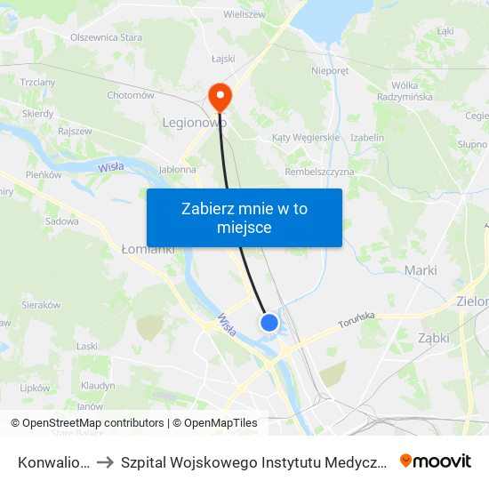 Konwaliowa 02 to Szpital Wojskowego Instytutu Medycznego W Legionowie map