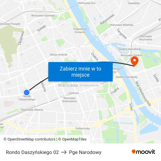 Rondo Daszyńskiego to Pge Narodowy map