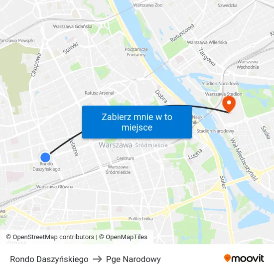 Rondo Daszyńskiego to Pge Narodowy map