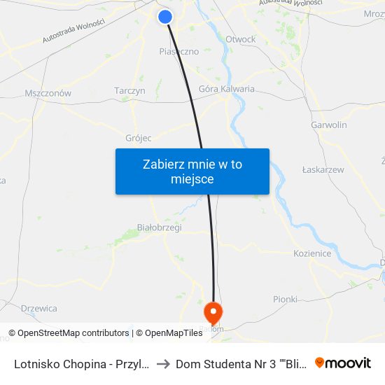 Lotnisko Chopina-Przyloty to Dom Studenta Nr 3 ""Bliźniak"" map