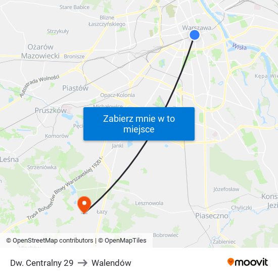 Dw. Centralny 29 to Walendów map