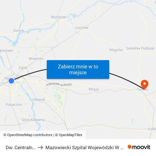 Dw. Centralny 08 to Mazowiecki Szpital Wojewódzki W Siedlcach map