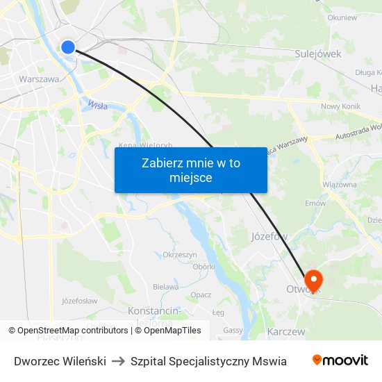 Dworzec Wileński to Szpital Specjalistyczny Mswia map