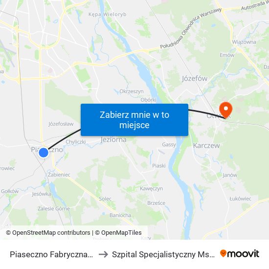 Piaseczno Fabryczna 02 to Szpital Specjalistyczny Mswia map