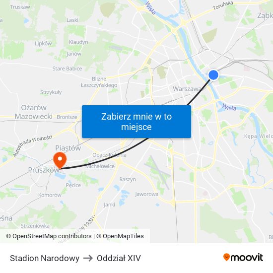 Stadion Narodowy to Oddział XIV map