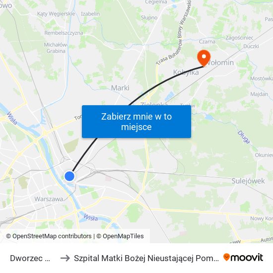 Dworzec Wileński to Szpital Matki Bożej Nieustającej Pomocy W Wołominie map