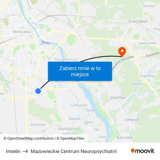 Imielin to Mazowieckie Centrum Neuropsychiatrii map