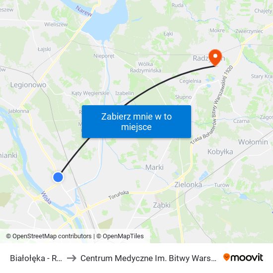Białołęka - Ratusz 01 to Centrum Medyczne Im. Bitwy Warszawskiej 1920 Roku map