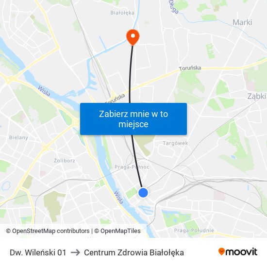 Dw. Wileński 01 to Centrum Zdrowia Białołęka map