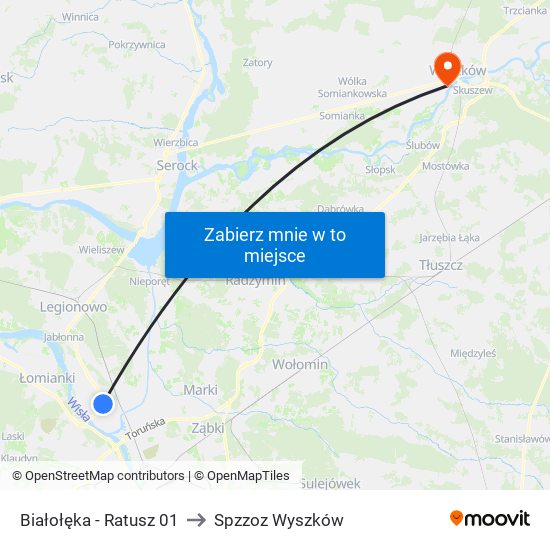 Białołęka - Ratusz 01 to Spzzoz Wyszków map