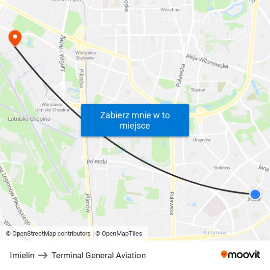 Imielin to Terminal General Aviation map