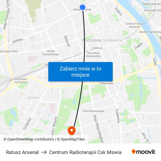 Ratusz Arsenał to Centrum Radioterapii Csk Mswia map