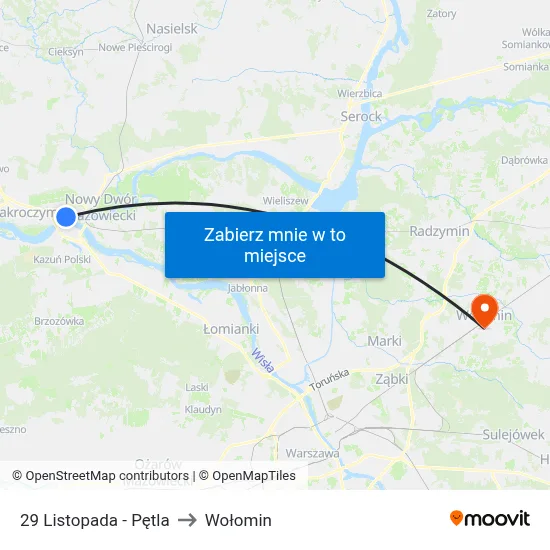 29 Listopada - Pętla to Wołomin map