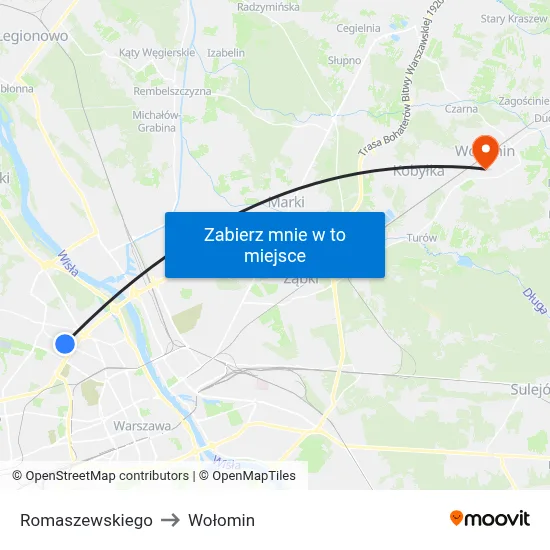 Romaszewskiego to Wołomin map