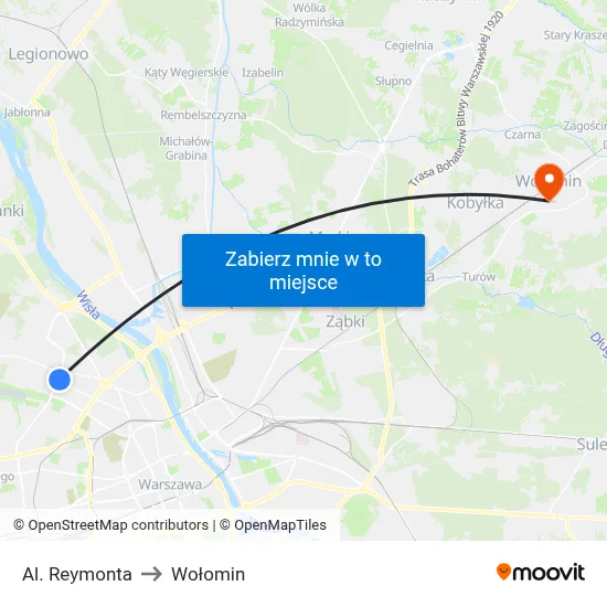 Al. Reymonta to Wołomin map