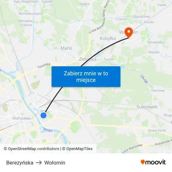 Berezyńska to Wołomin map