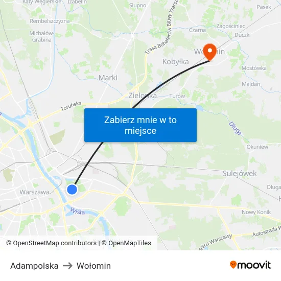Adampolska to Wołomin map