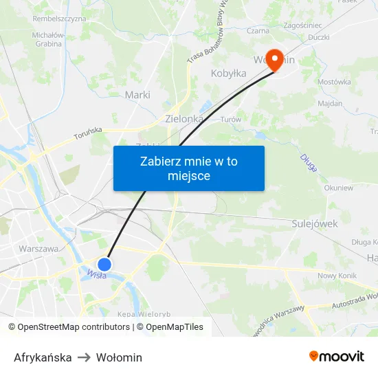 Afrykańska to Wołomin map