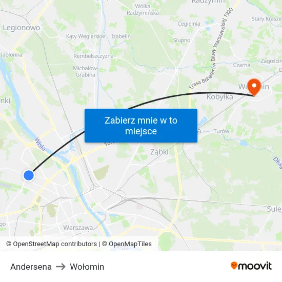 Andersena to Wołomin map